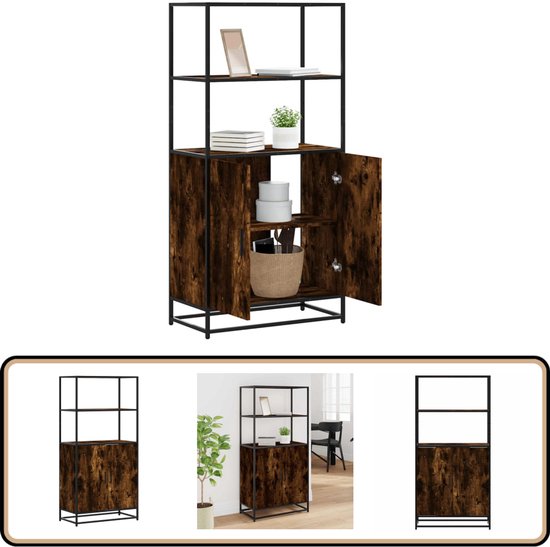 vidaXL - Armoire haute - 68x35x139cm - décorée - bois - et - métal - fumé - couleur chêne