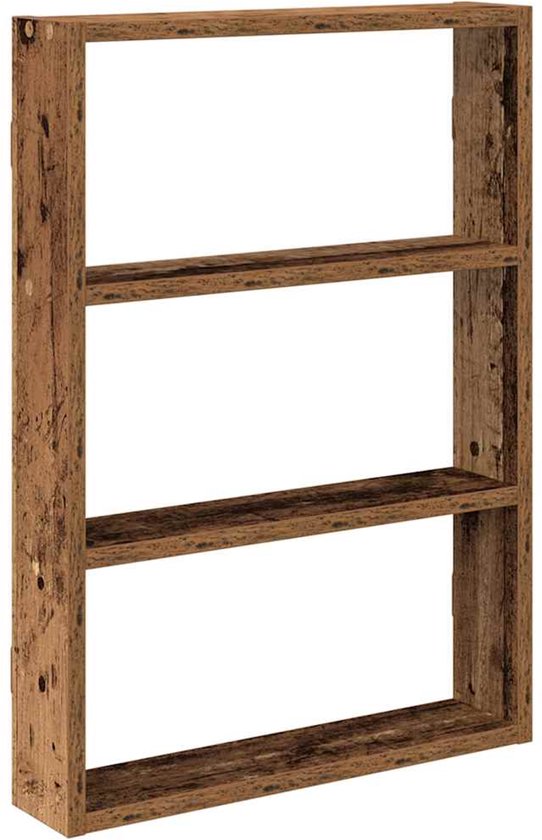 Wandschap 43x9x60 cm bewerkt hout artisanaal eikenkleurig
