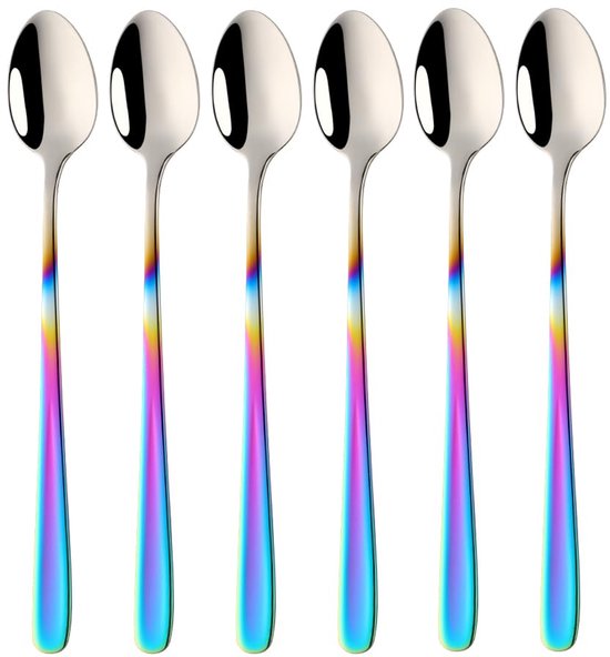 Cuillères à Café et à dessert longues en acier inoxydable Inovra ® avec dégradé de couleurs - Set de 6