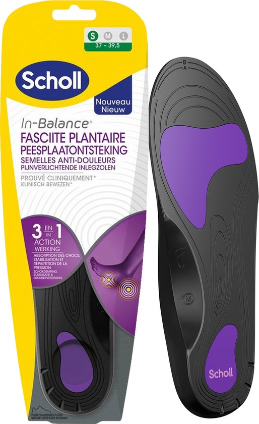 Scholl In-Balance Inlegzolen Peesplaatontsteking - Zooltjes - Dempende Zolen Schoenen - Small (maat 37 tot 39,5) - 1 paar
