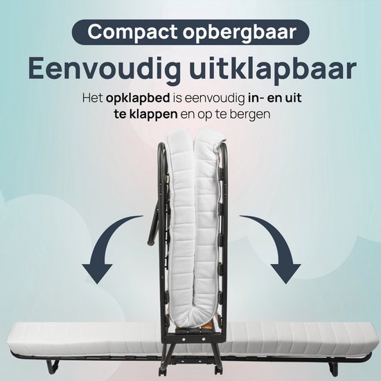 Troonz® Logeerbed Napoli 90x200 – Verstelbaar Vouwbed met Luxe Matras, Dekbed en Kussen – Logeerbed – Opklapbed 1 persoons