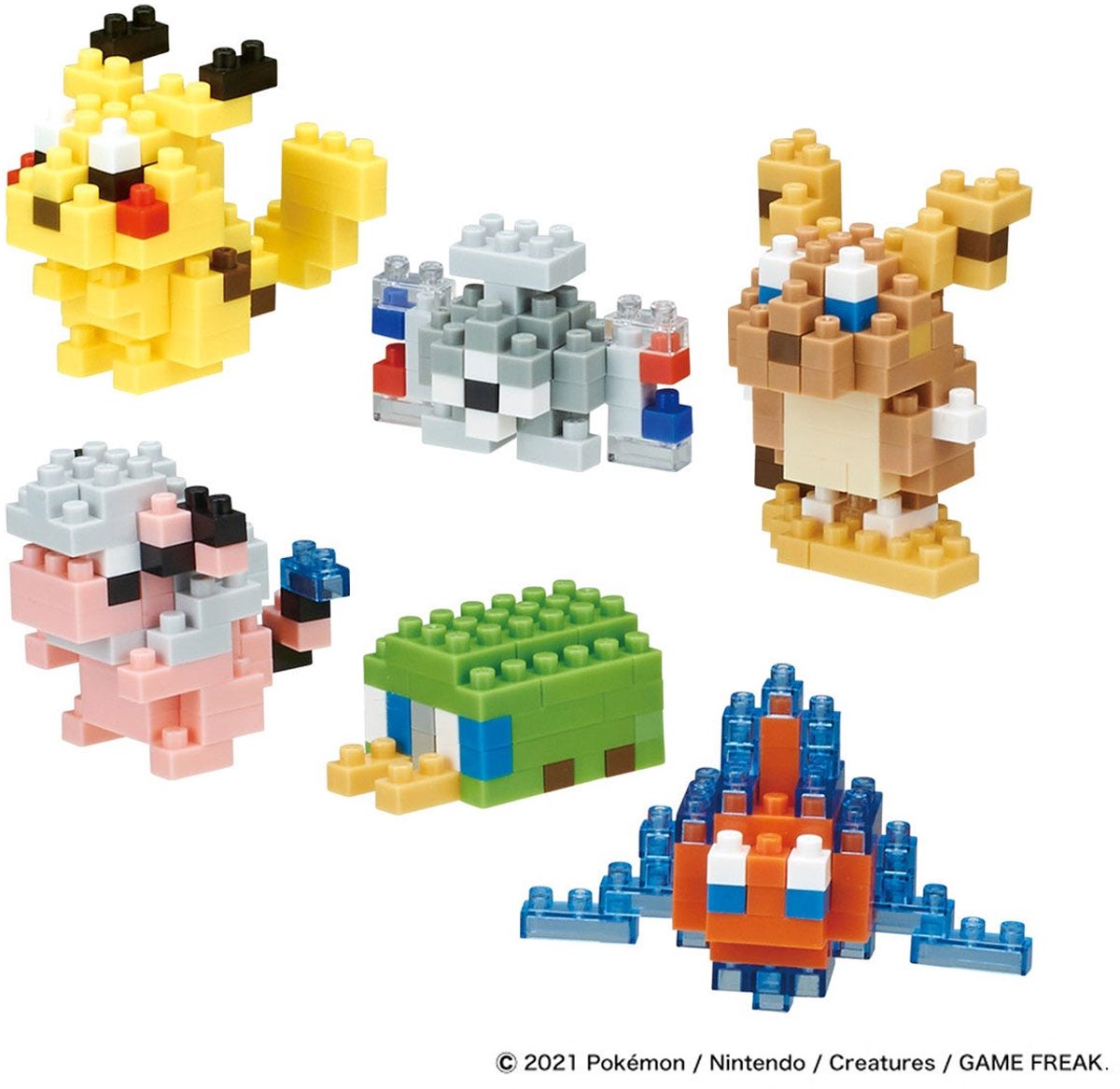 Bandai - Nanoblock - Electric Pokémon Mini-Figure Pack - Doos met 6 van stenen gebouwde Pokémon-figuren - Modelbouwset - Speelgoed voor kinderen 12+ tieners Volwassenen - NBPM08B