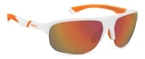 Polaroid® White & Orange Half Rim SportZonnebril Verstelbare Poten + Neus Halfopen Sport Zonnebril van Polaroid — afbeelding 5