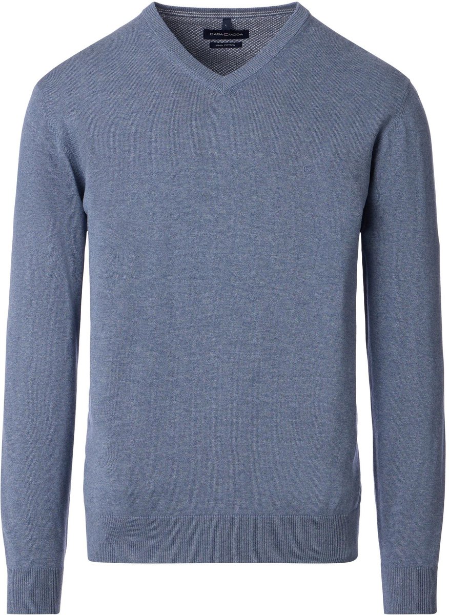 Casa Moda Pullover V-Hals Grey Indigo - Maat L - Heren - Pullovers