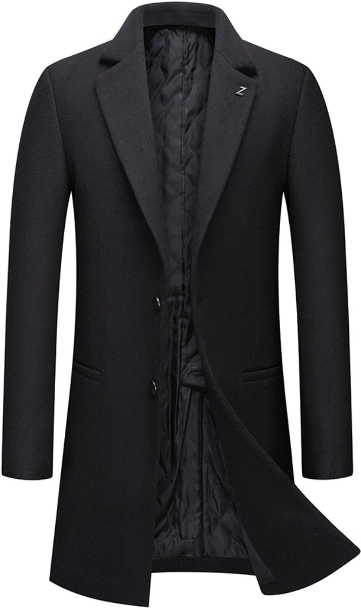ALLTHEMEN Heren Winterjas Van Gemiddelde Lengte met Opstaande Kraag - Wollen Zakenjas - 3XL