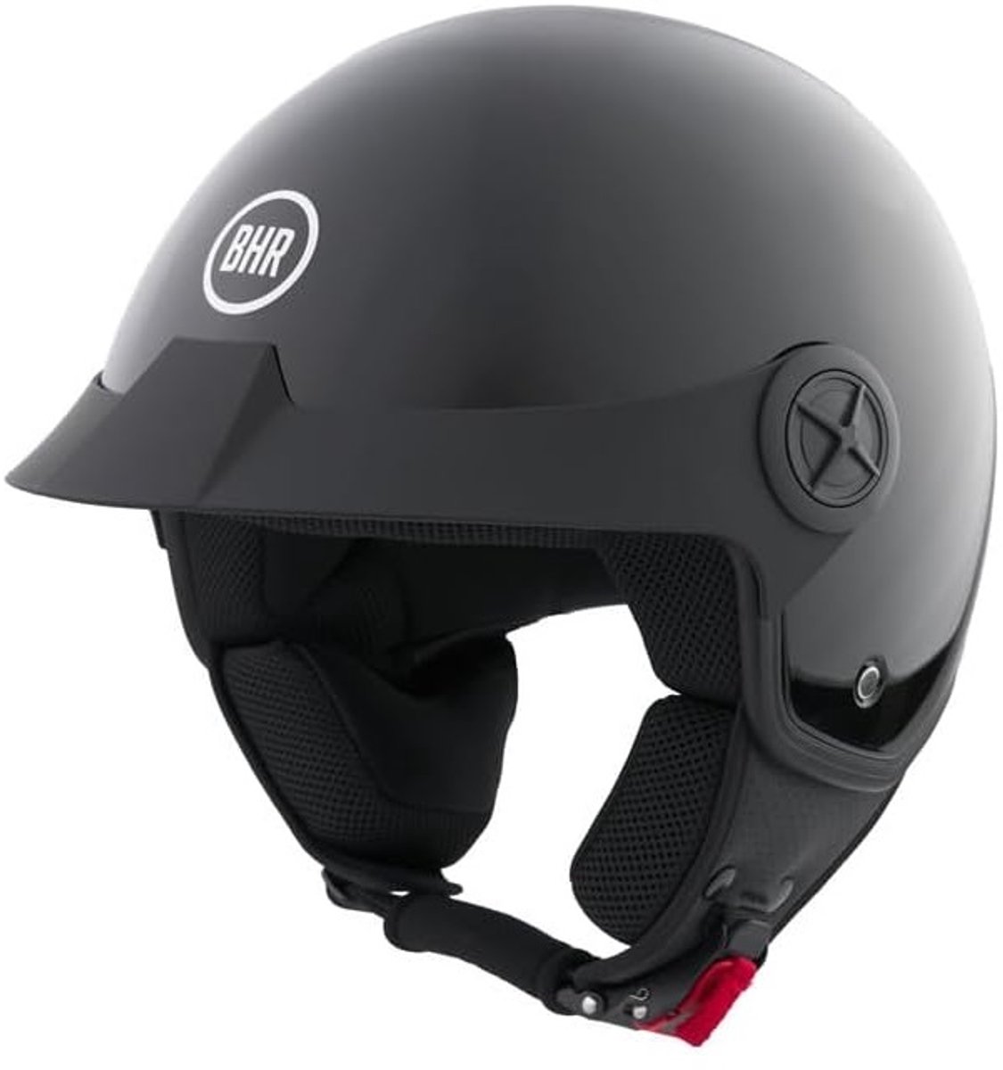 BHR 833 - Peak Jethelm - ECE goedgekeurd 22.06 - Geschikt als Scooter Brommer Motor Snorfiets Helm - 55/56 cm - S - Glans Zwart