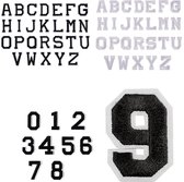 Somstyle 62-Delige Strijk Embleem Set - Hoofdletters & Cijfers - Patches voor Kleding - Stof & Strijk Applicatie - Zwart & Wit
