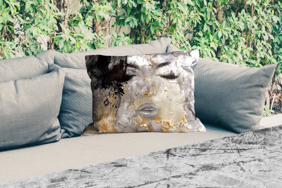 Coussins d'extérieur - Jardin - Femme - Art - Or - Zwart - 50x30 cm