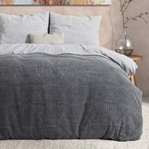 Dreamhouse Flanel Quinn - Dekbedovertrek - Eenpersoons - 140x200/220 + 1 kussensloop 60x70 - Antraciet