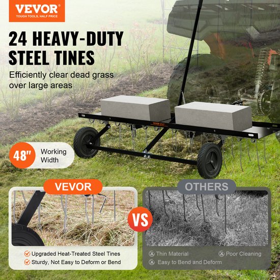 VEVOR Verticuteermachine, Gazoneg, Mosverwijderaar, Gazonbeluchter, 24 Tanden, 121,9 cm van VEVOR — afbeelding 4