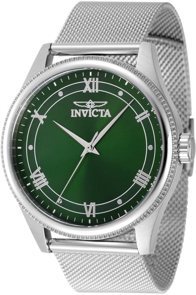 Invicta Celestial 48482 Heren Horloge - Waterdicht - Analoog - Quartz Uurwerk - Roestvrij Staal met groene Wijzerplaat - 43mm