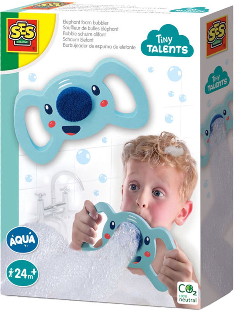 SES - Tiny Talents - Bubble schuim olifant badspeelgoed - maak bubbels met je badschuim, shampoo of douchegel - blijft drijven in bad Speelgoed 2 Jaar