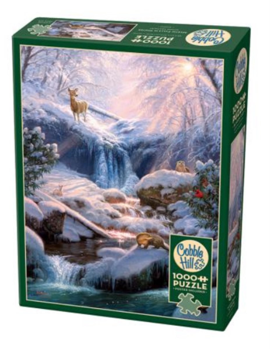 Cobble Hill legpuzzel - Mystic Falls in Winter - 1000 stukjes puzzelplezier.