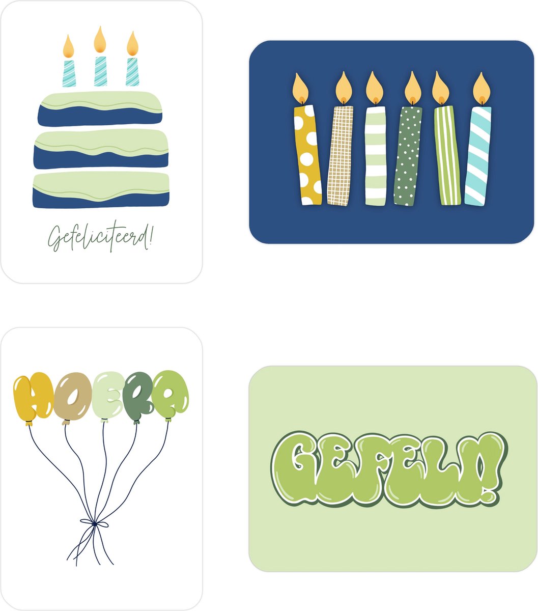 Verjaardag kaarten set | Gefelicteerd! | Gefeli! | Verjaardag | Wenskaart | Wenskaarten | Ansichtkaart | Jarig