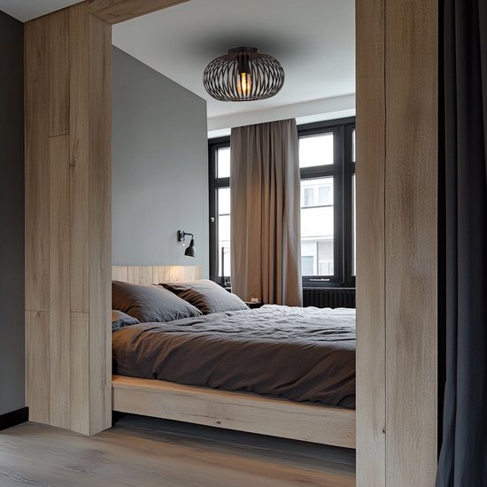 WoonWonder Luxelle Plafonnier Zwart - Plafonnier Lampe E27 - Industriel - ⌀ 40cm - Excl. Source de lumière