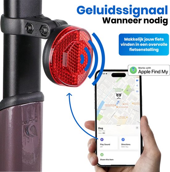 Good2know Gps Tracker Fiets met FindMy tracker – Inclusief Tag – Fiets tracker – Fiets Gps – Geschikt voor Apple – Verborgen als fietsreflector