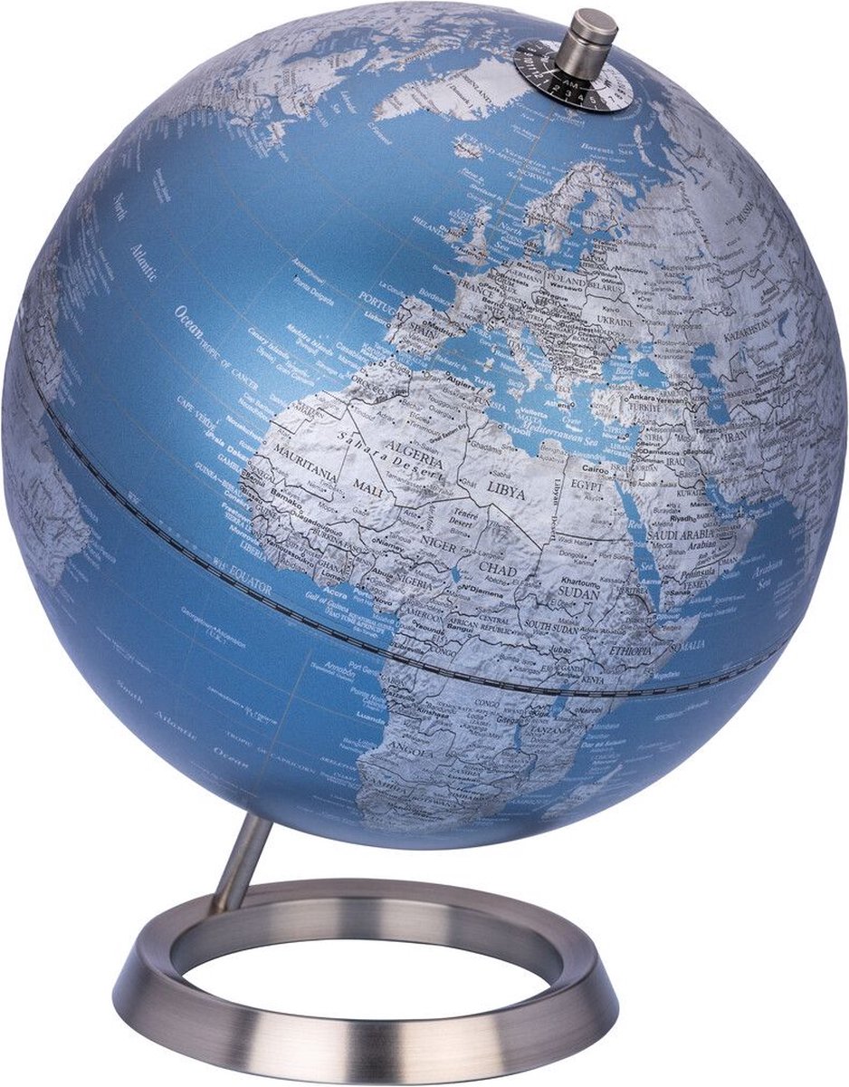 Troika | Wereldbol 23.5° GRAD | Blauw - Zilver | Ø25cm / Emform