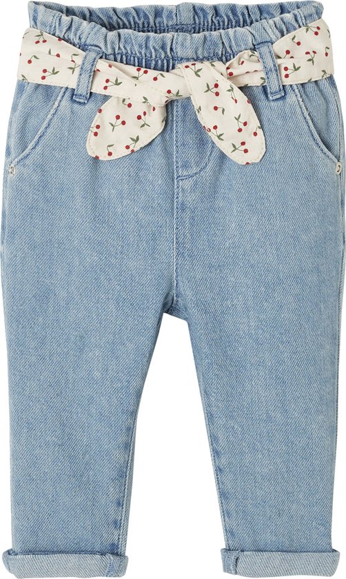 Babyjeans met stoffen riem double stone