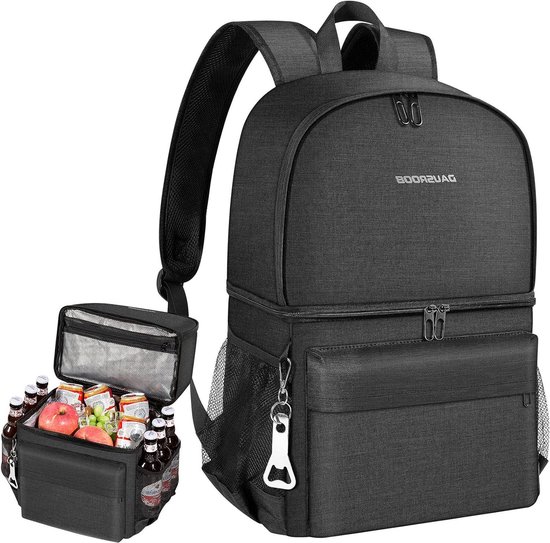 27 liter koelrugzak, 2-in-1 isolerende tas, grote koeltas, thermische rugzak, lekvrije rugzak met koelvak, perfect voor picknicks, stranduitstapjes, wandelen, werken en familie-uitstapjes (24 blikjes) van Tourit — afbeelding 2
