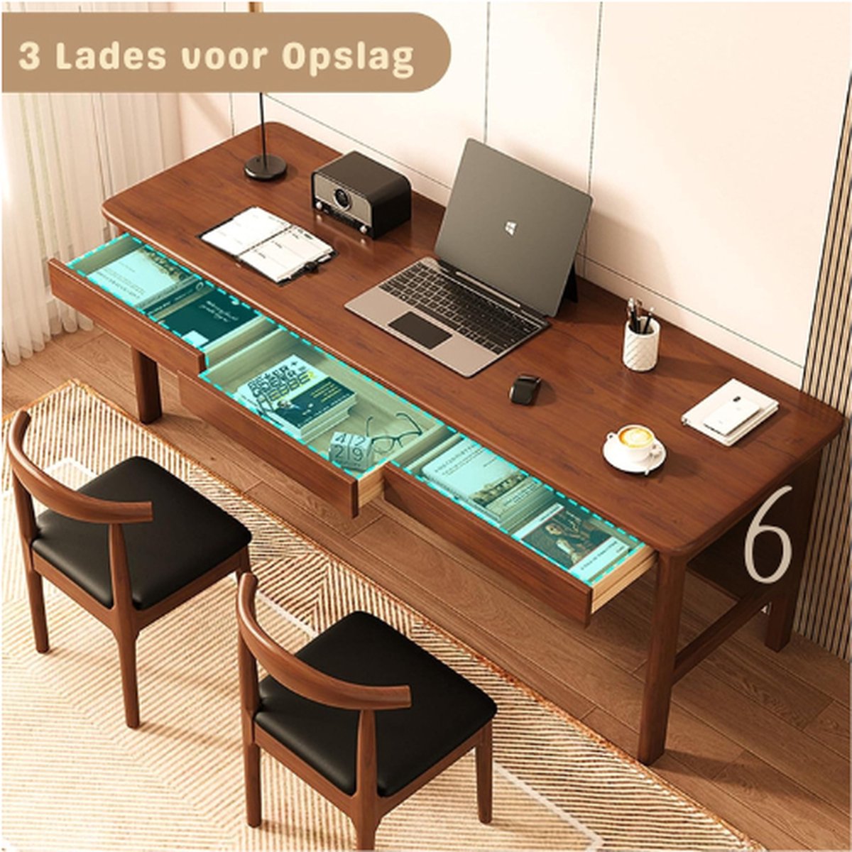 Computerbureau met planken en ophangbord, modern studentenbureau, groot bureau voor thuiskantoor (39, wit