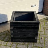 AMISHOUT - Vierkante plantenbak van hout 50x50x50 cm - zwart - bloembak buiten