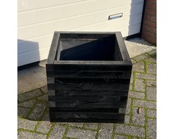 AMISHOUT - Vierkante plantenbak van hout 50x50x50 cm - zwart - bloembak buiten