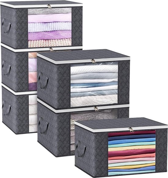 SONGMICS storage box, set of 4, washable organiser boxes, 30 x 30 x 30 cm, 2 handles, foldable, Oxford fabric, imitation linen, easy care, metal label holder, sand beige ROB230Y04