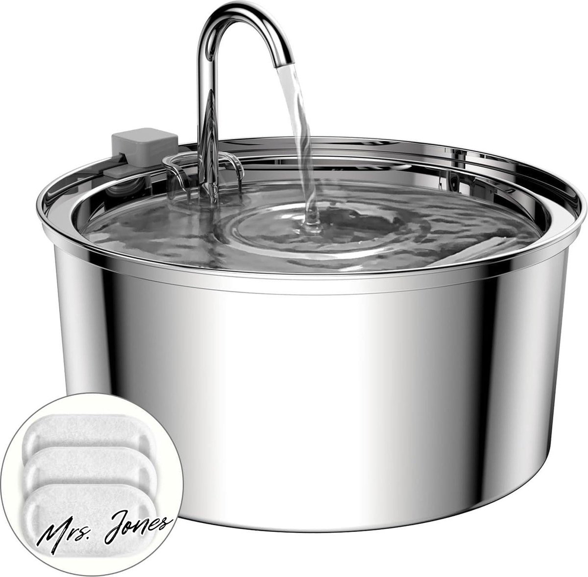 Mrs. Jones Drinkfonteinen 32L Roestvrijstalen Kattenfontein Waterdispenser voor Katten en Honden Verbeterde Pomp 3 Vervangende Filters . Mrs. Jones Drinkfonteinen 32L Roestvrijstalen Kattenfontein Waterdispenser voor Katten en Honden Verbeterde Pomp 3 Vervangende Filters .