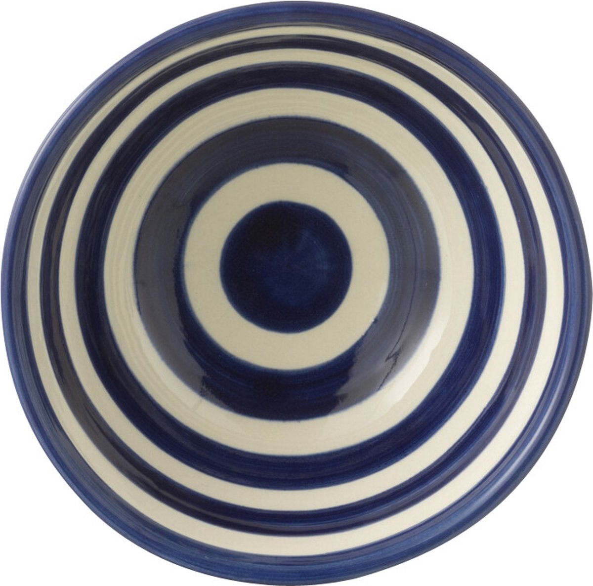 J-Line kom Granada Stripes High - keramiek - wit/blauw - small - Ø 14 cm