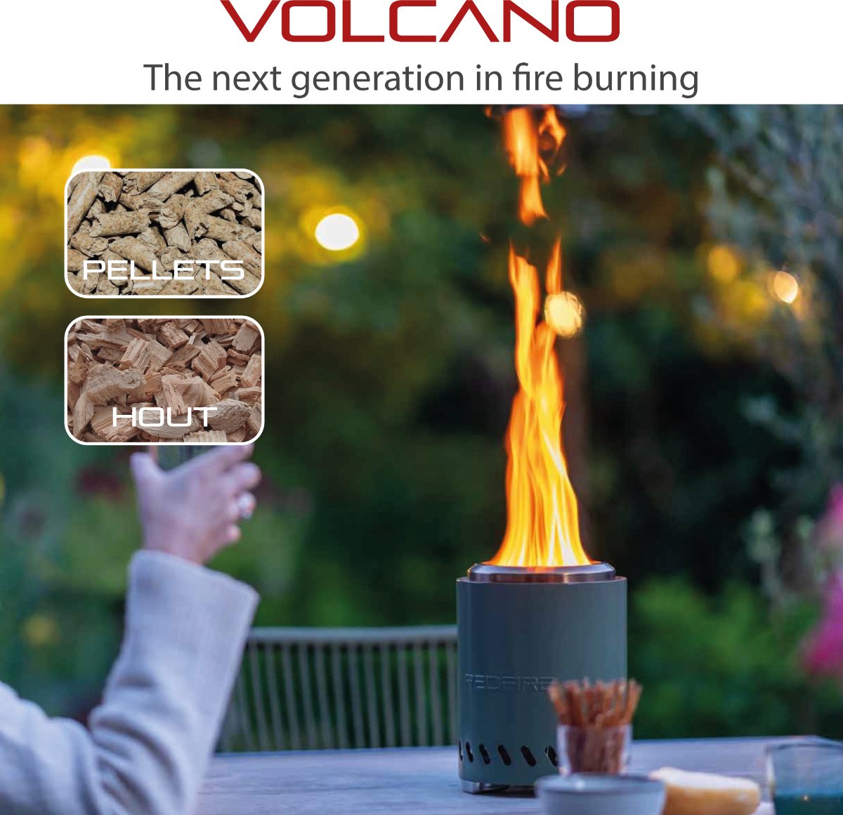 RedFire Volcano Small tafelvuurkorf - Olijfgroen - Incl. beschermhoes en mat