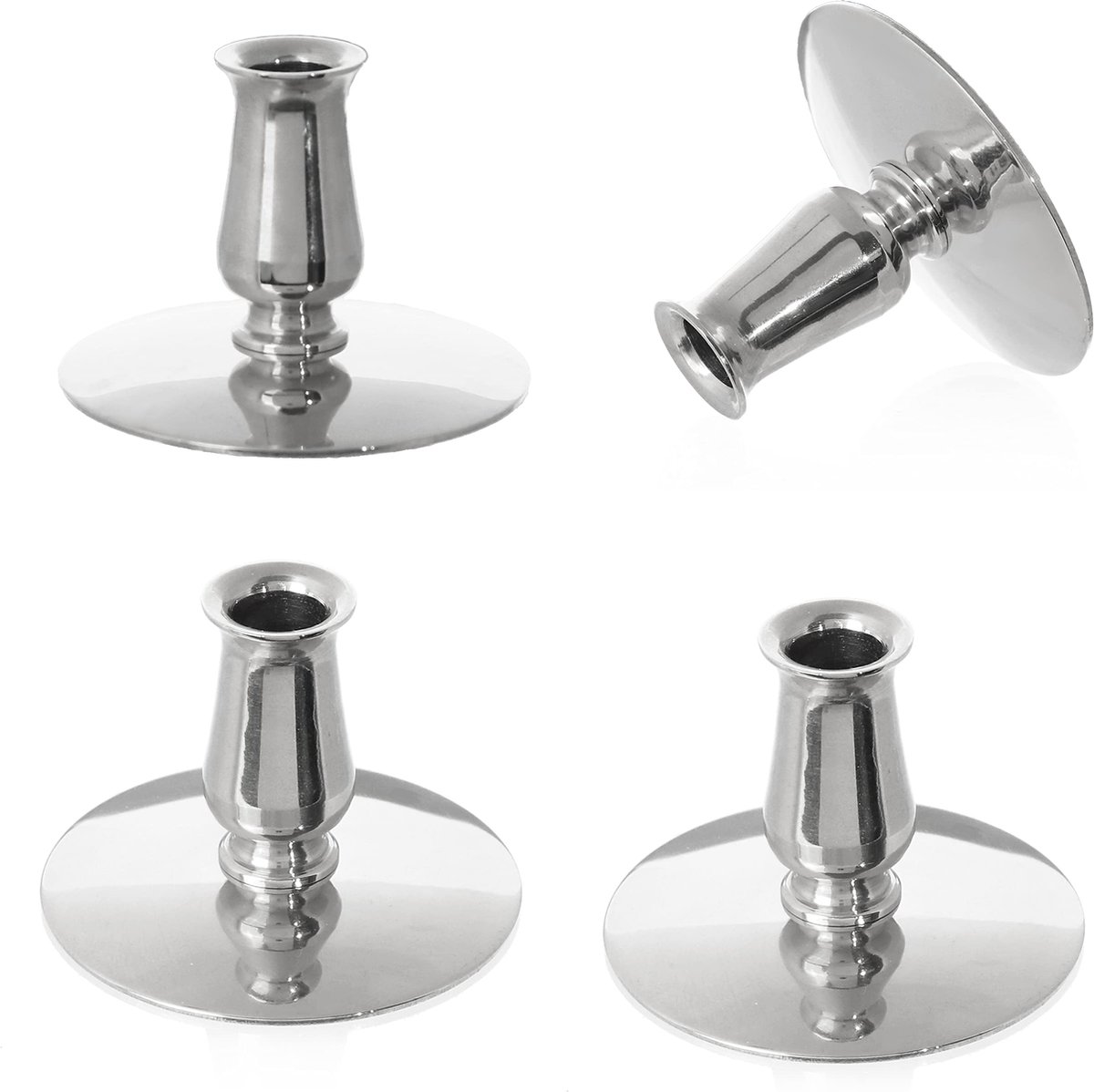 La'Moussawi ® Klassieke Messing Kandelaars voor Elegante Tafelsetting en Decoratie, Set van 4 Stuks