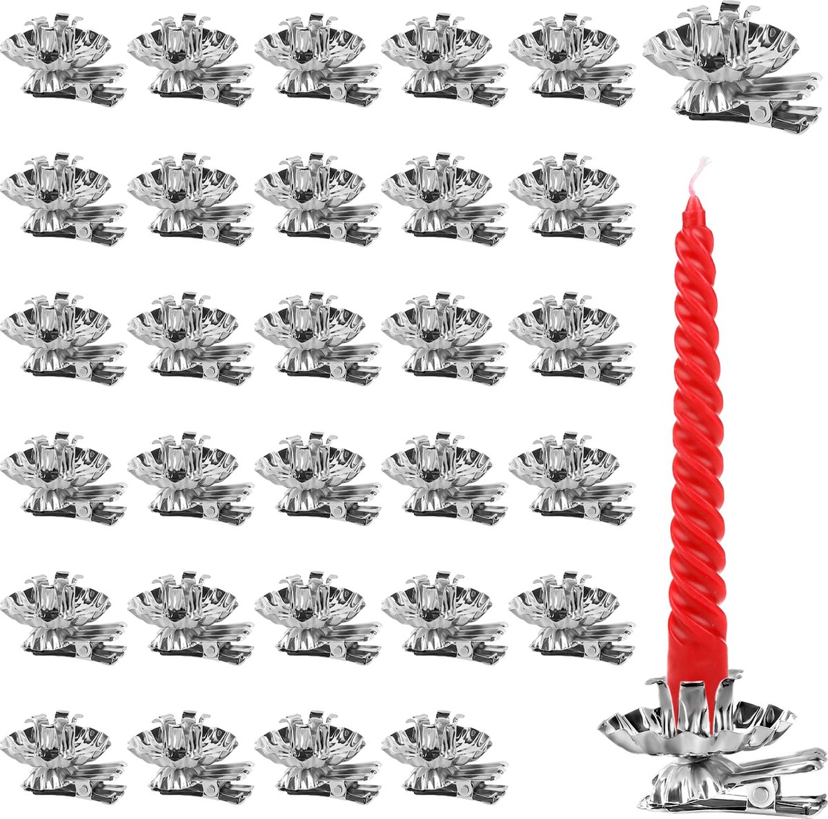 La'Moussawi ® Verstelbare Metalen Kandelaarclips voor Kerstboomdecoratie met Druppelbescherming en Vintage Uiterlijk