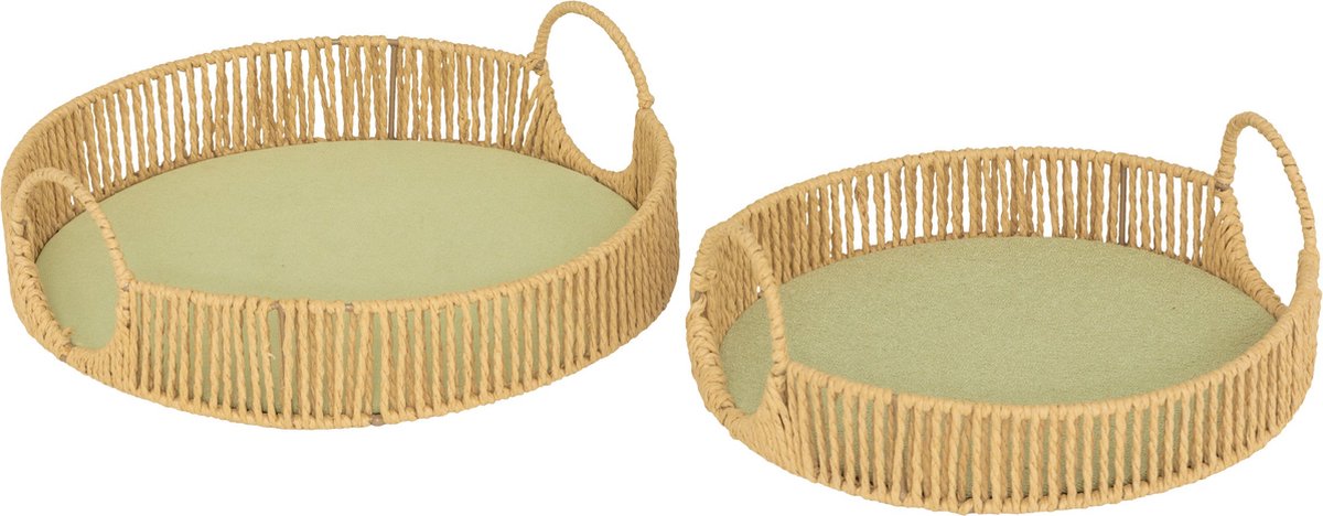 Atmosphera Dienbladen/Plateau's - Set van 2 stuks - Ø35xH11cm - Groen
