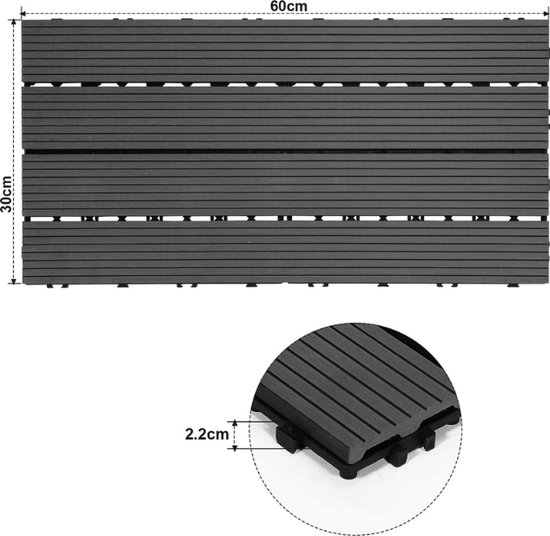 Ml-design Wpc Terrastegels 30x30 Cm Set Van 33 Stuks Antraciet Houtlook Klikvloer 3m²