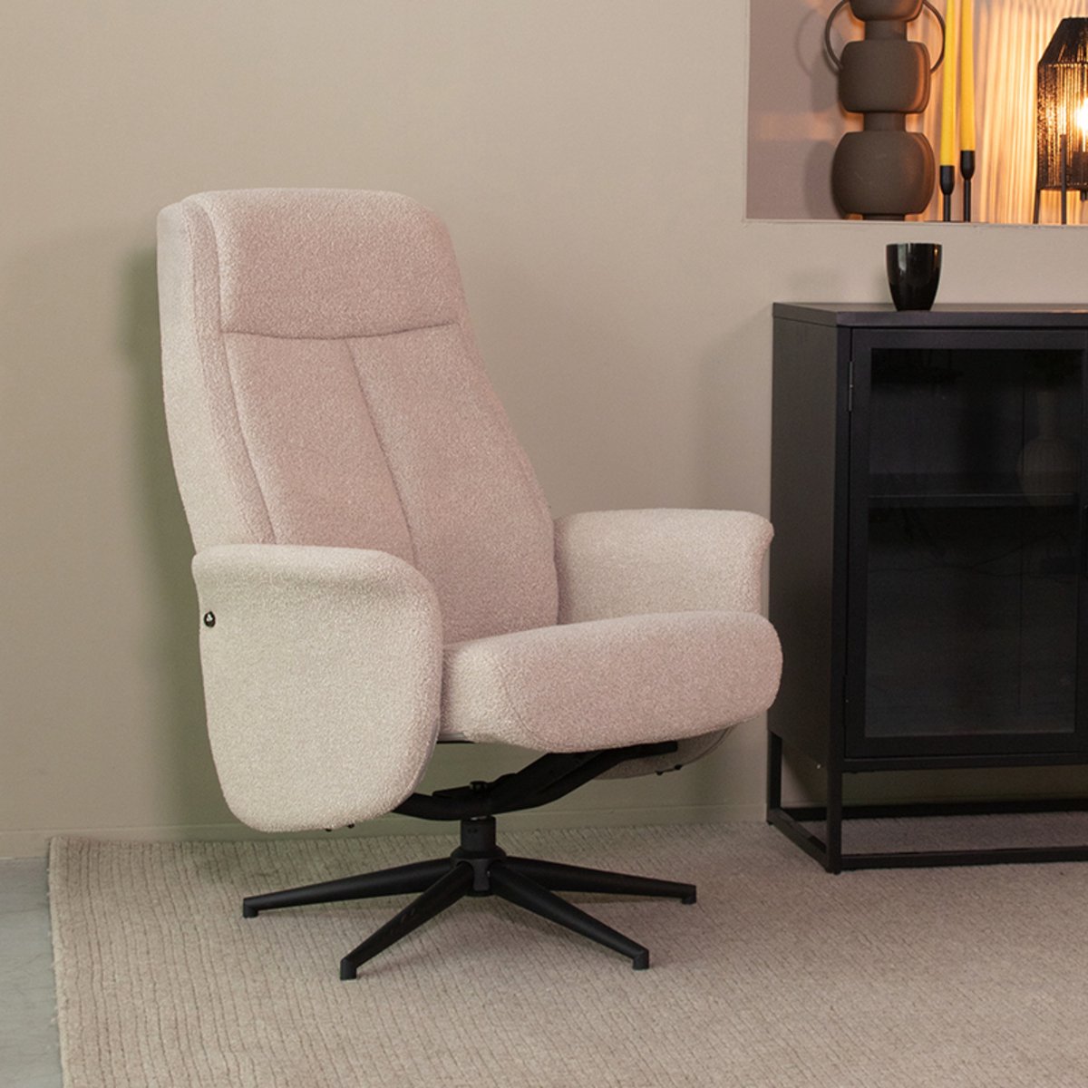 LABEL51 Bergen Fauteuil - Naturel - Stof - Excl. Hocker- Met Armleuning