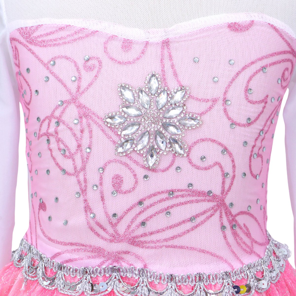 Joya Kids® Verkleed Jurk met Ster Roze | Glamour Jurk met sleep | Prinsessenjurk meisje | Verkleedjurk + Accessoires set | Roze | (120) — afbeelding 15