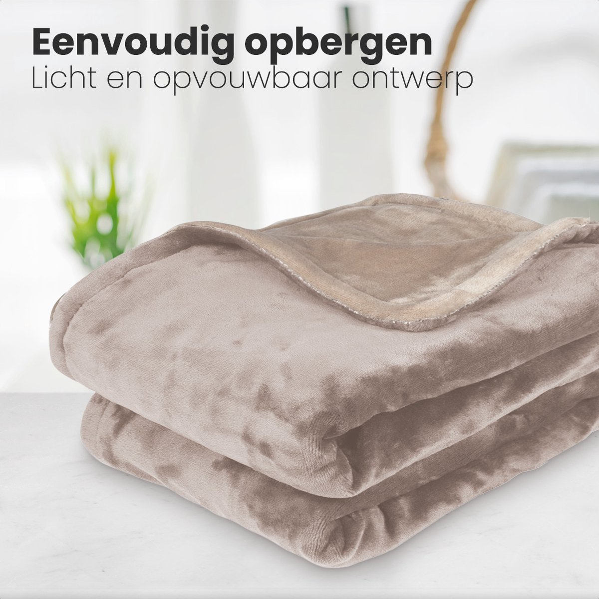Auronic Elektrische Deken - 160 x 120 cm - Duo Pack - 1 Persoons Warmtedeken - 3 Warmtestanden - Verwarmingsdeken - Taupe – foto 7