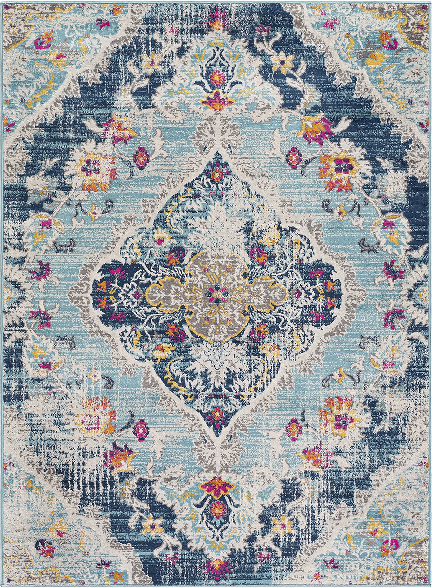 SURYA Romy vloerkleed vintage oosters meerkleurig blauw