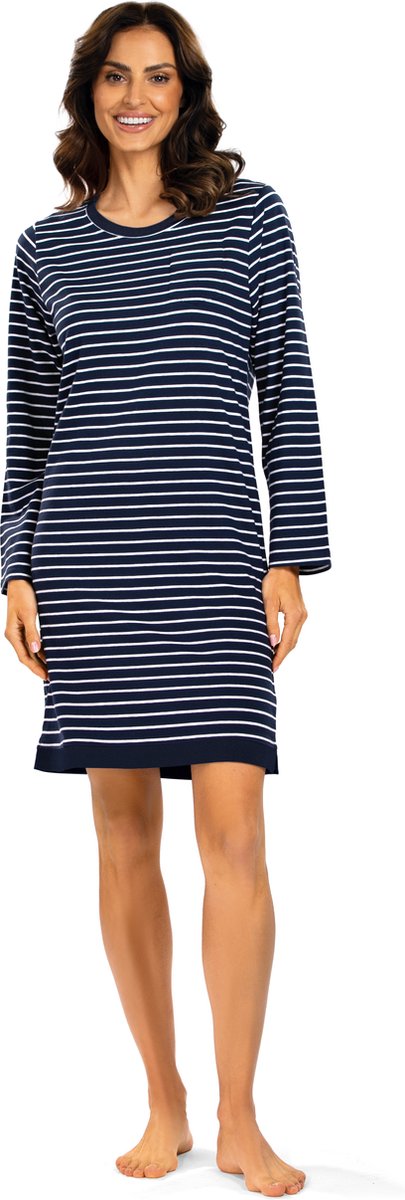 Comtessa Dames Nachthemd 'Original Blue' met Lange mouw Blauw