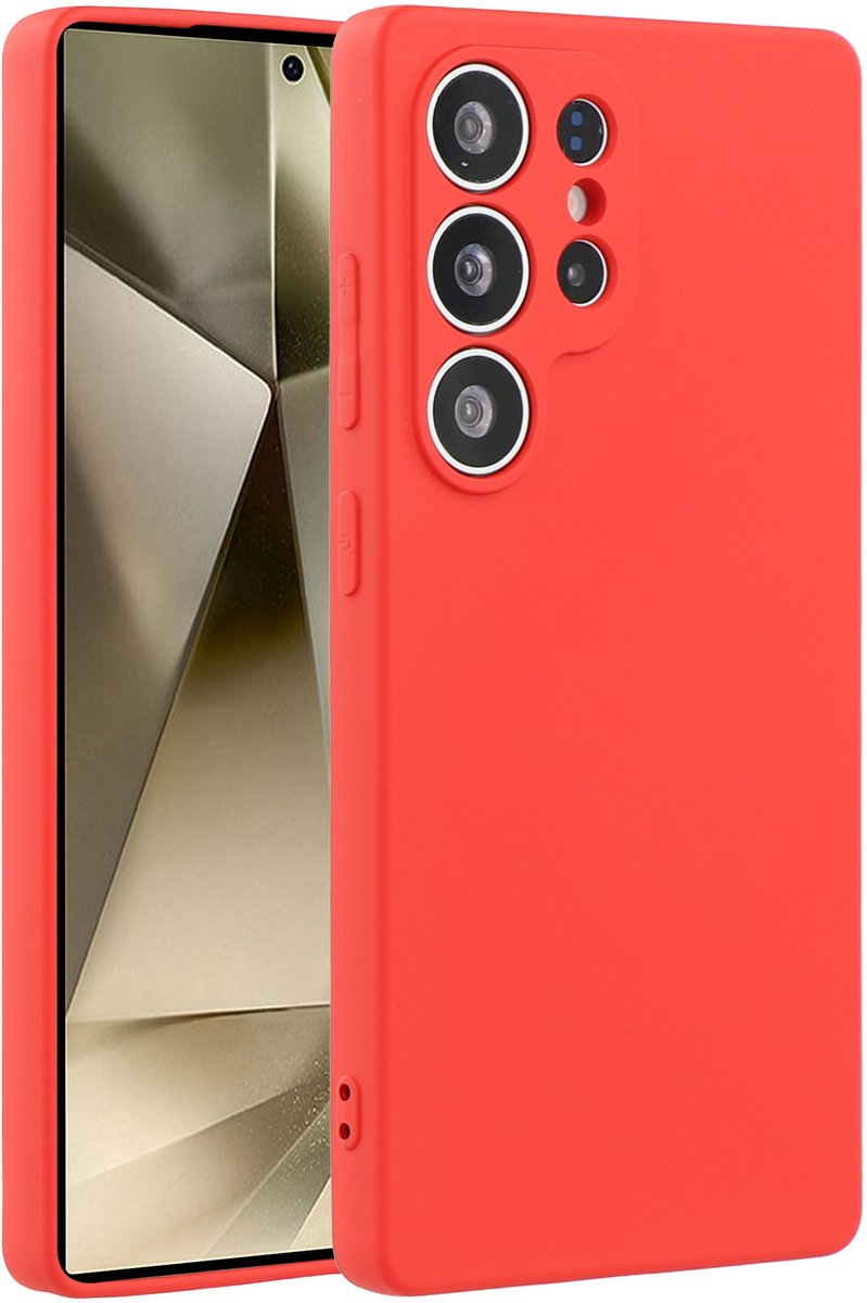 Lunso Geschikt voor Samsung Galaxy S25 Ultra hoesje - Flexibel siliconen Backcover - Rood