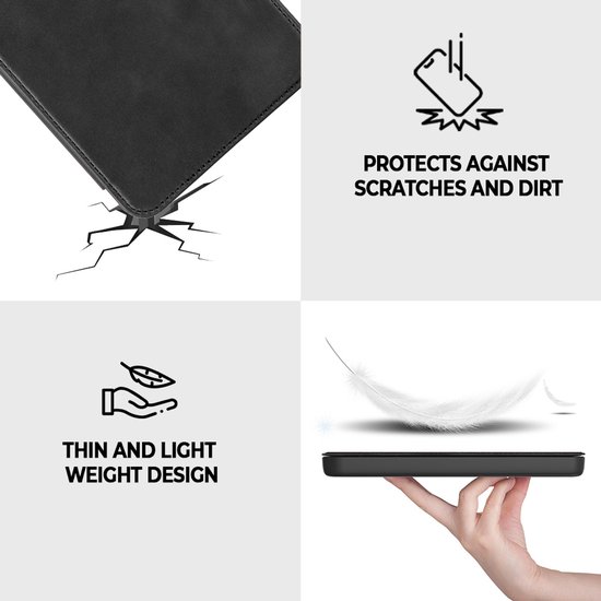 Lunso Geschikt voor Kobo Clara HD hoes (6 inch) - Leren sleepcover - Zwart — afbeelding 4