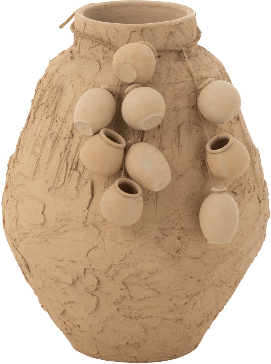 J-Line vaas + hangpotjes - keramiek - naturel - Ø 35 cm