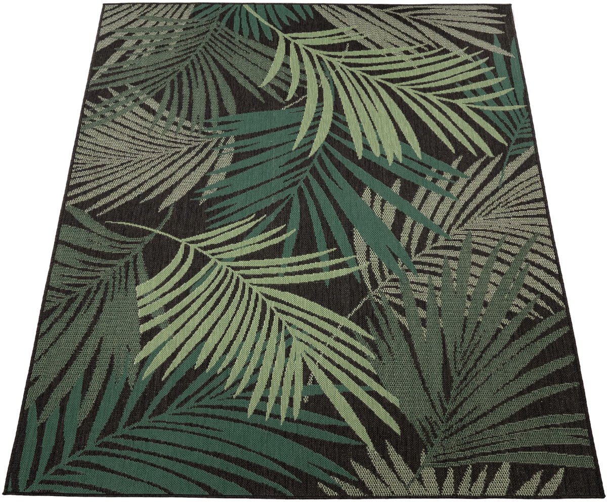 Flycarpets Binnen en Buitenkleed Ostivia - Gebloemd - Zwart