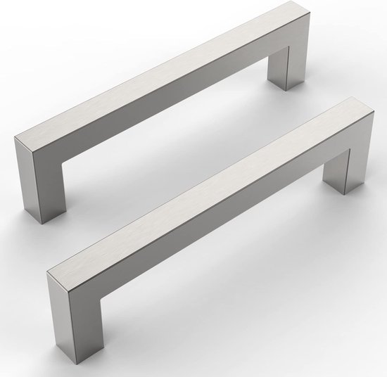 2-Pack keuken vierkante kastgrepen matte kastgrepen zwarte ladegrepen keukenkast hardware keukengrepen voor kasten kastgrepen ladegrepen (gatafstand: 192 mm) - zilver - 192mm