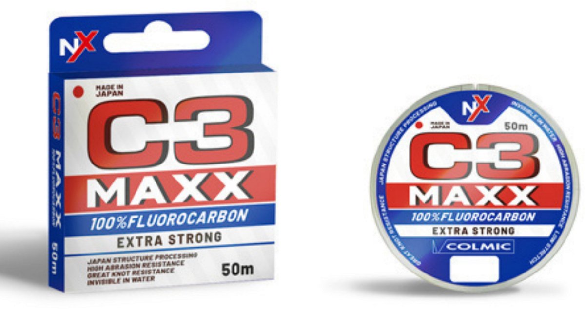 Colmic C3 MAXX Fluor Carbon Fluorocarbon 28/00 Lijn Onderlijnmateriaal Sterke Fluo Vislijn Onderlijn