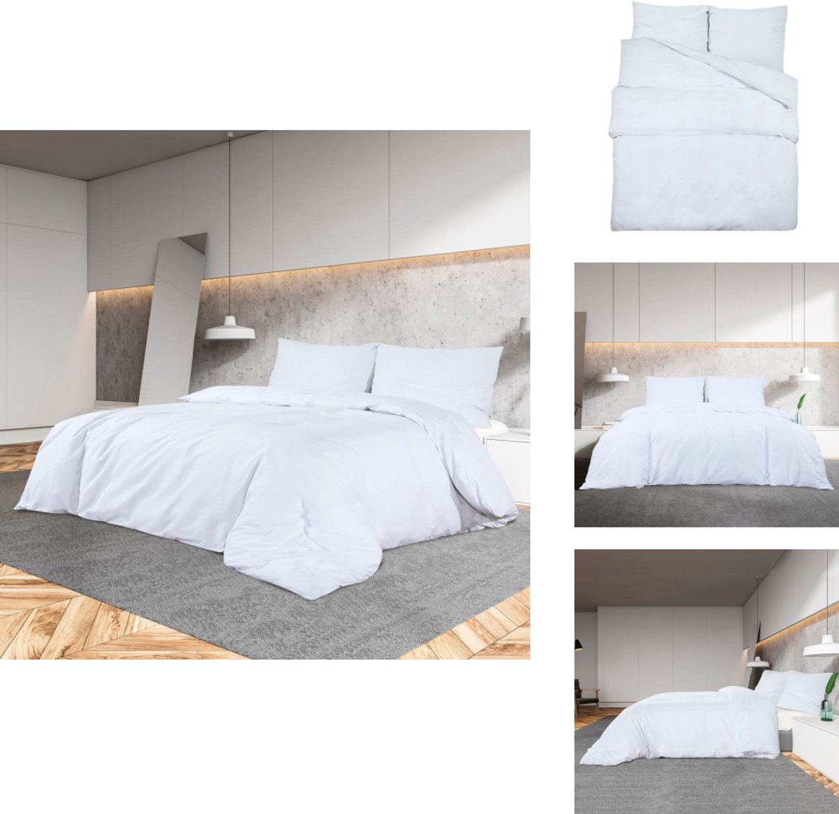 vidaXL Dekbed - Dekbedden - Dekbedovertrek - Overtrek - Dekbedovertrekset 200x200 cm katoen wit