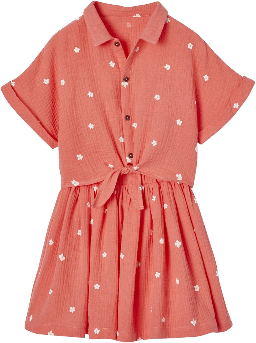 Ensemble Blouse à Nouette + Jupe Fille - Printemps/été - En Denim Ou Gaze Coton - Look Rétro Et Tendance - 12