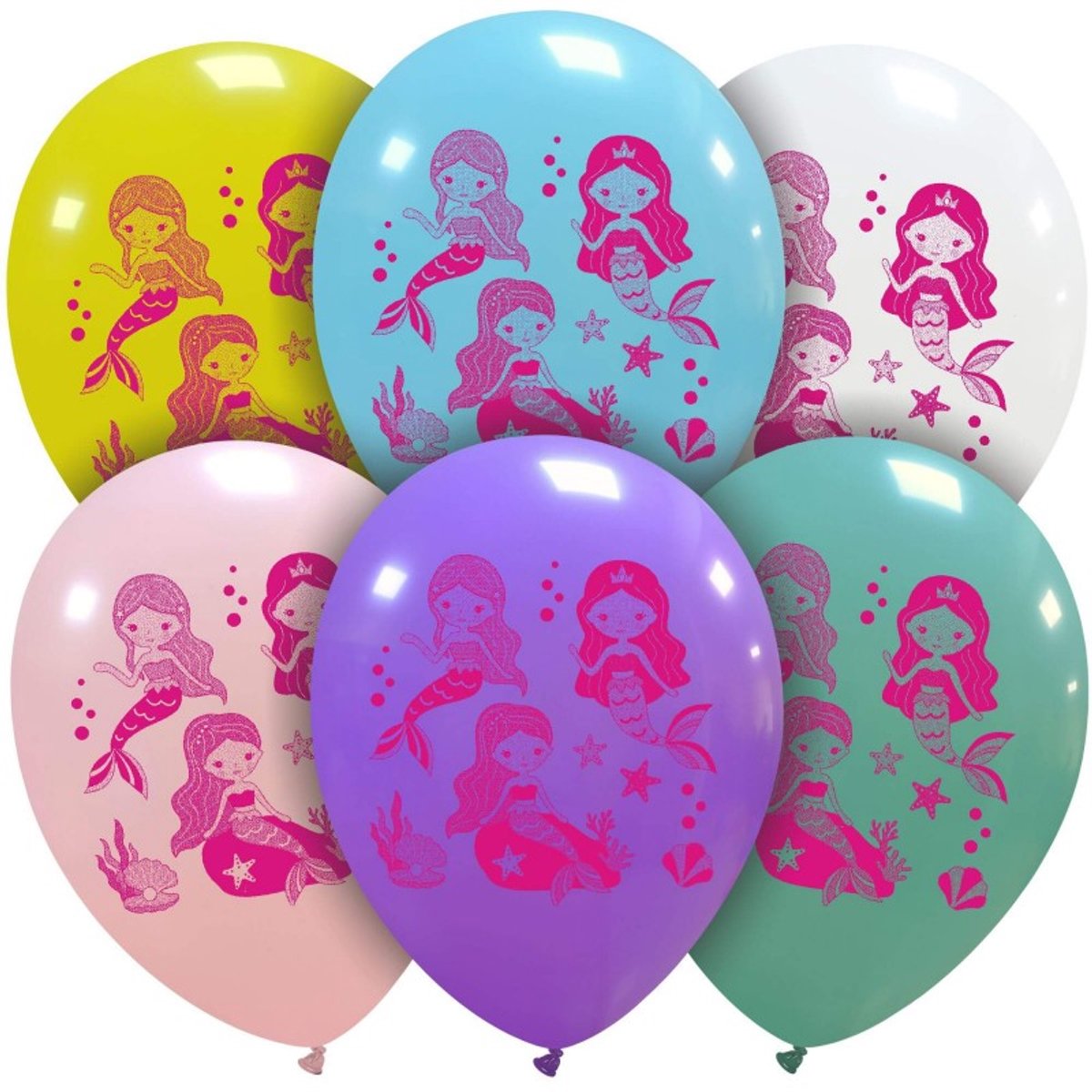 Mermaid ballonnen mix, 6 stuks, 30cm