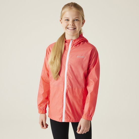 Regatta - Kids Pack It III Opvouwbaar Kinder Regenjack - Koraal - Maat 104