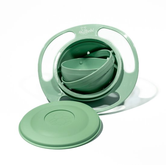 Mabebi - 360° Oefenkom - Snackkom met deksel voor baby en kind - Baby eetkom - Snoepkom met handvaten - Babycadeau - Kraamcadeau - Groen Premium van Mabebi — afbeelding 4
